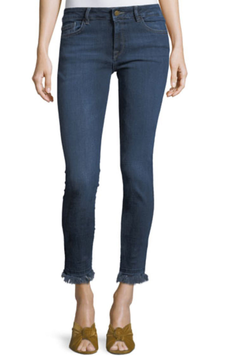 DL1961 Margaux Instasculpt Ankle Skinny Jeans w/ Frayed Hem - Harlow