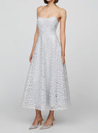 THEIA Sleeveless Tulle Dress - French Silver