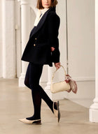 LA COVETURE by Le Stripe Raffaella Reefer Coat Jacket - Navy