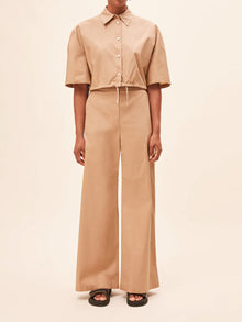 Suncoo Johan High Waist Wide-Leg Pants - Camel