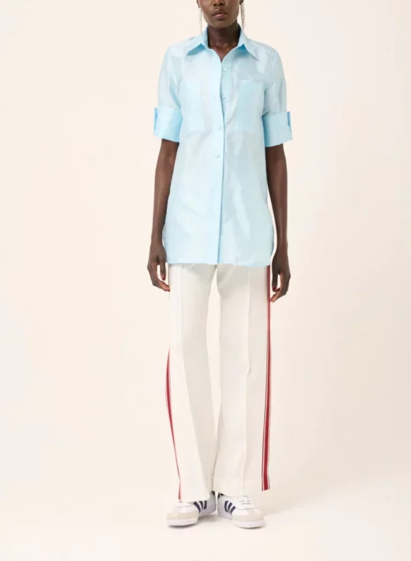 Le Stripe Luxe Tailored Track Pant - White/Red