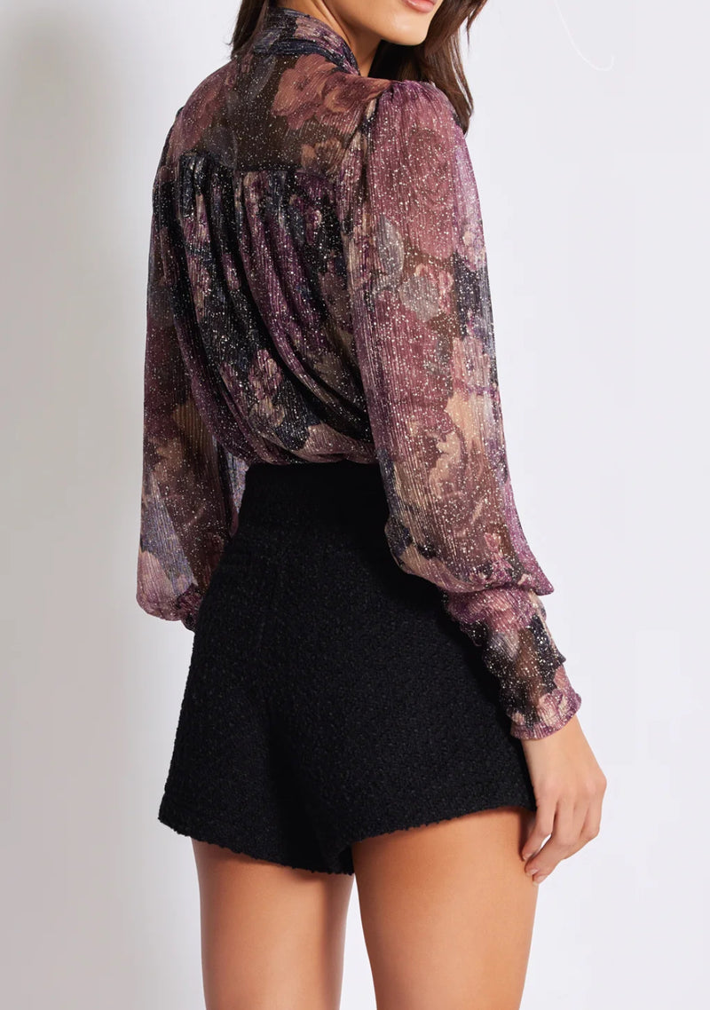 bishop + young Palomino Tie Neck Top - Metallic Floral