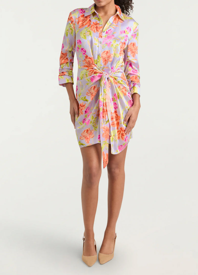 Cinq à Sept Midnight Tulips Jacey Dress - Pale Lavender Multi