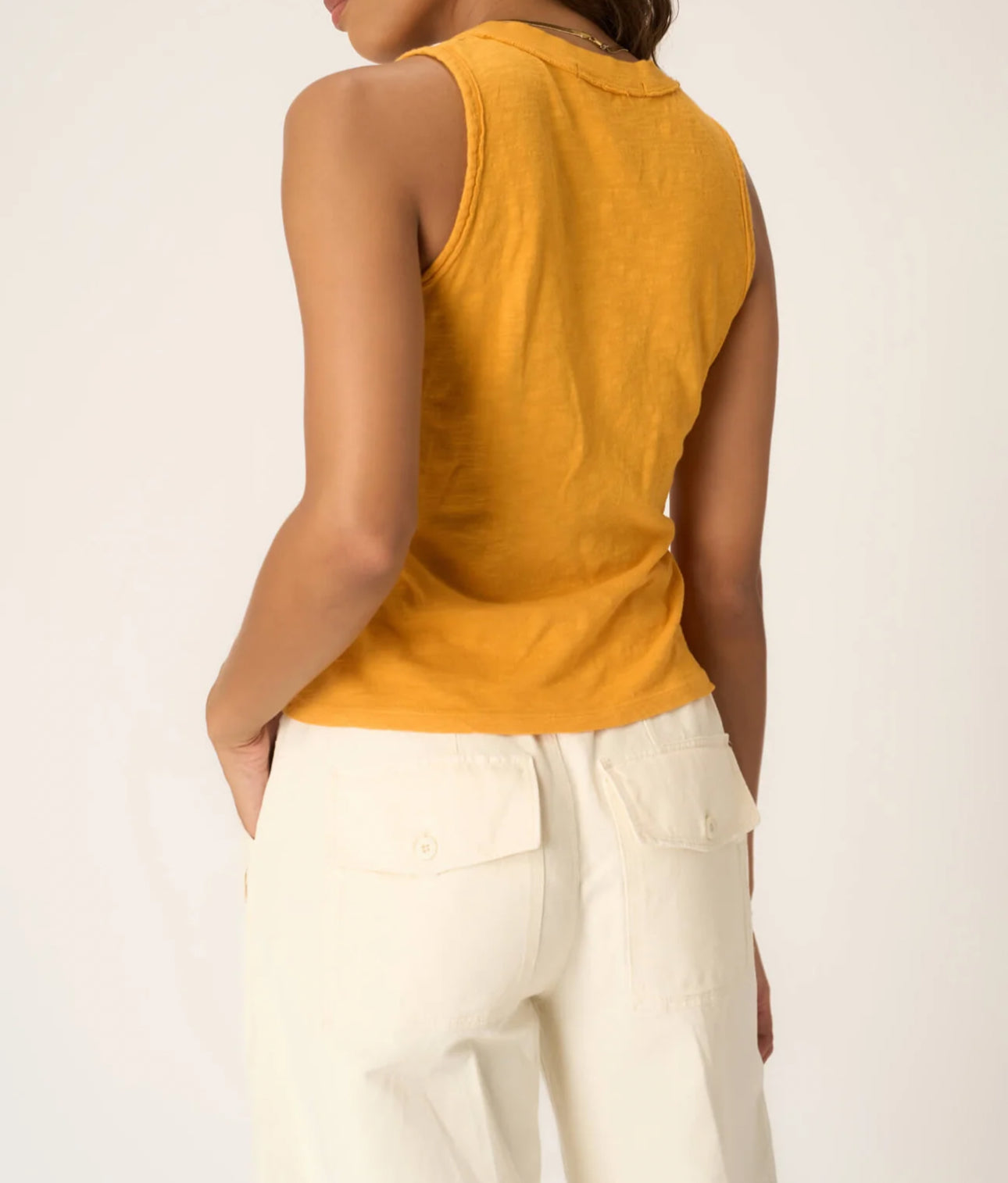 Project Social T Let Me Know Relaxed Slub V Neck Tank - Amber Glow