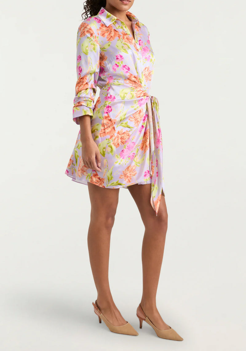 Cinq à Sept Midnight Tulips Jacey Dress - Pale Lavender Multi