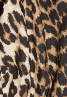 GANNI Printed Cotton Zipper Blouse - Big Leopard Almond Milk