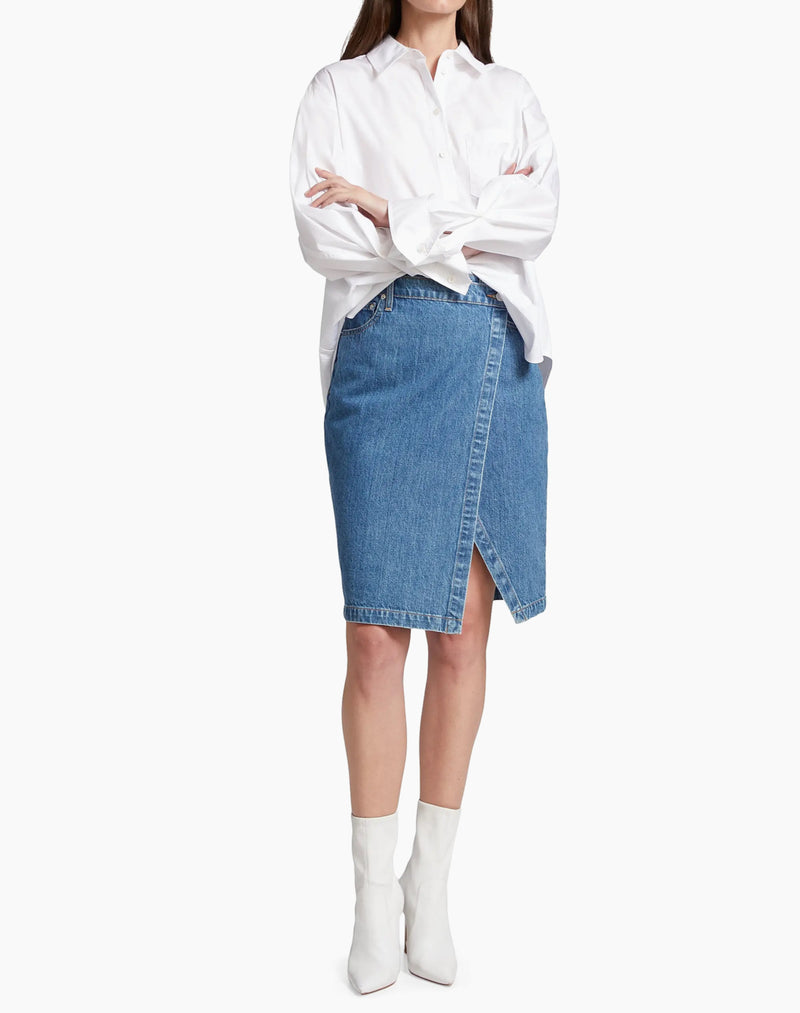 Derek Lam 10 Crosby Aine Asymmetrical Denim Skirt - Canal