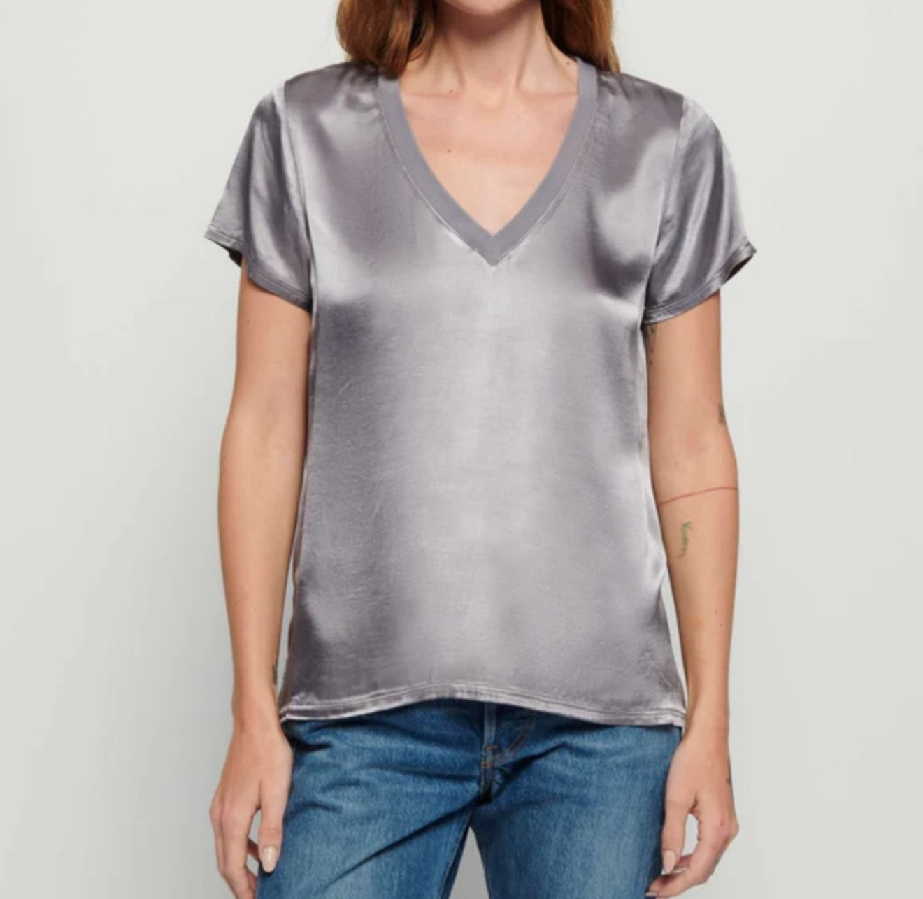 Nation Ltd Satin Marie Top - Smoke