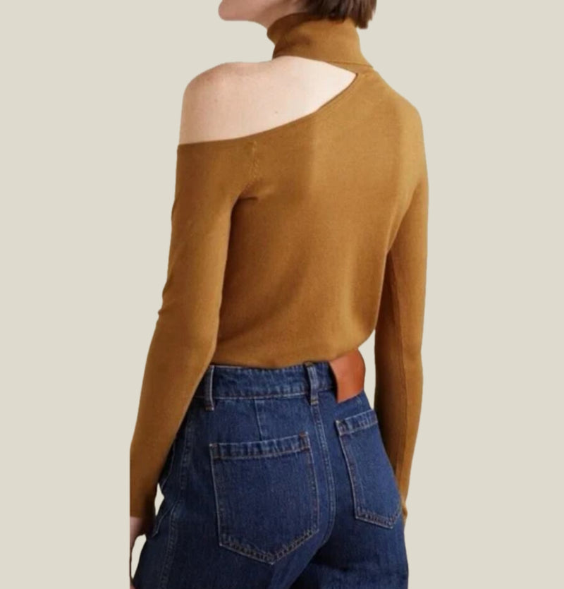 L’Agence Nicky Cutout Turtleneck Sweater - Ginger