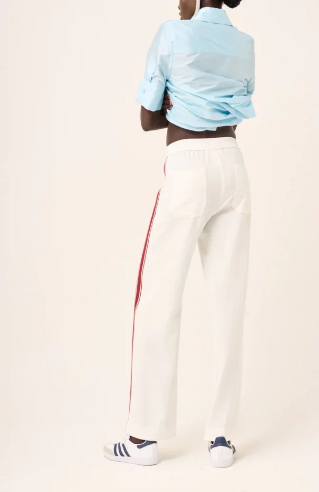 Le Stripe Luxe Tailored Track Pant - White/Red