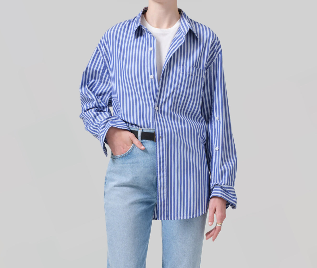 Citizens of Humanity Kayla Shirt - Navy Mesa Stripe