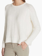 ATM Anthony Thomas Melillo Cotton Blend Cable Crew Neck Sweater - Ivory