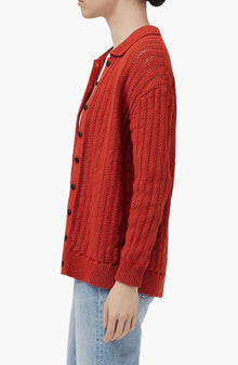 rag & bone Adrienne Open Stitch Cotton Blend Cardigan - Paprika