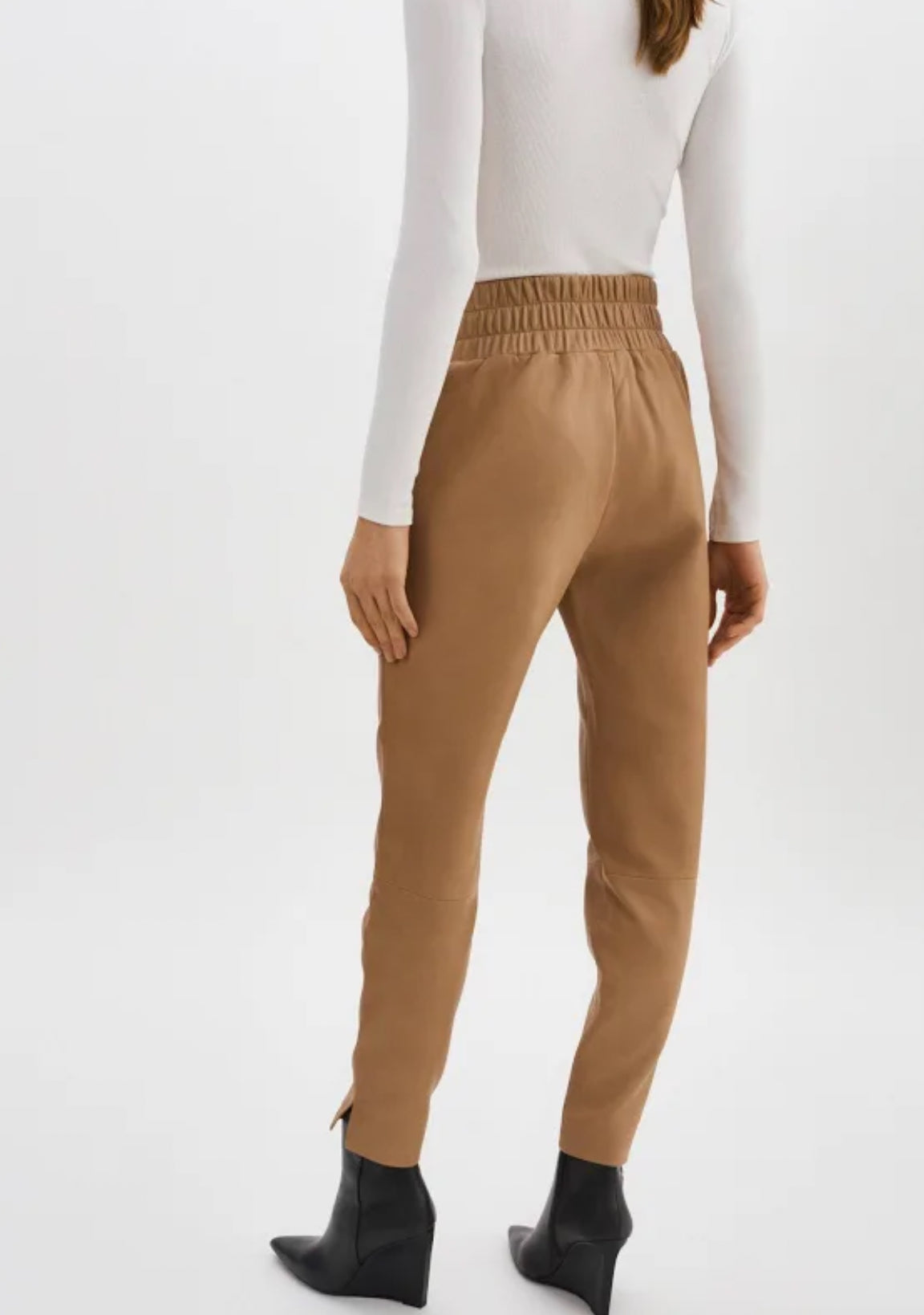 LaRoque Nineta Leather Joggers - Sesame