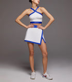 MICHI Playa Longline Bra - White/Royal Blue