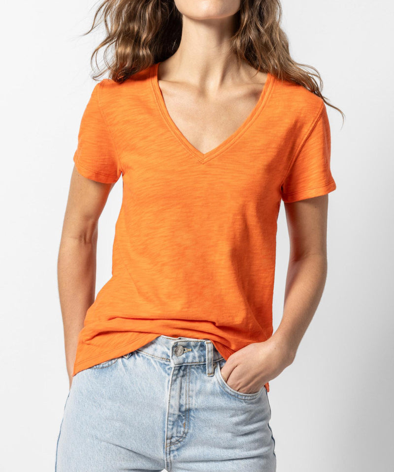 LILLA|P V-Neck Short Sleeve Tee - Tangelo