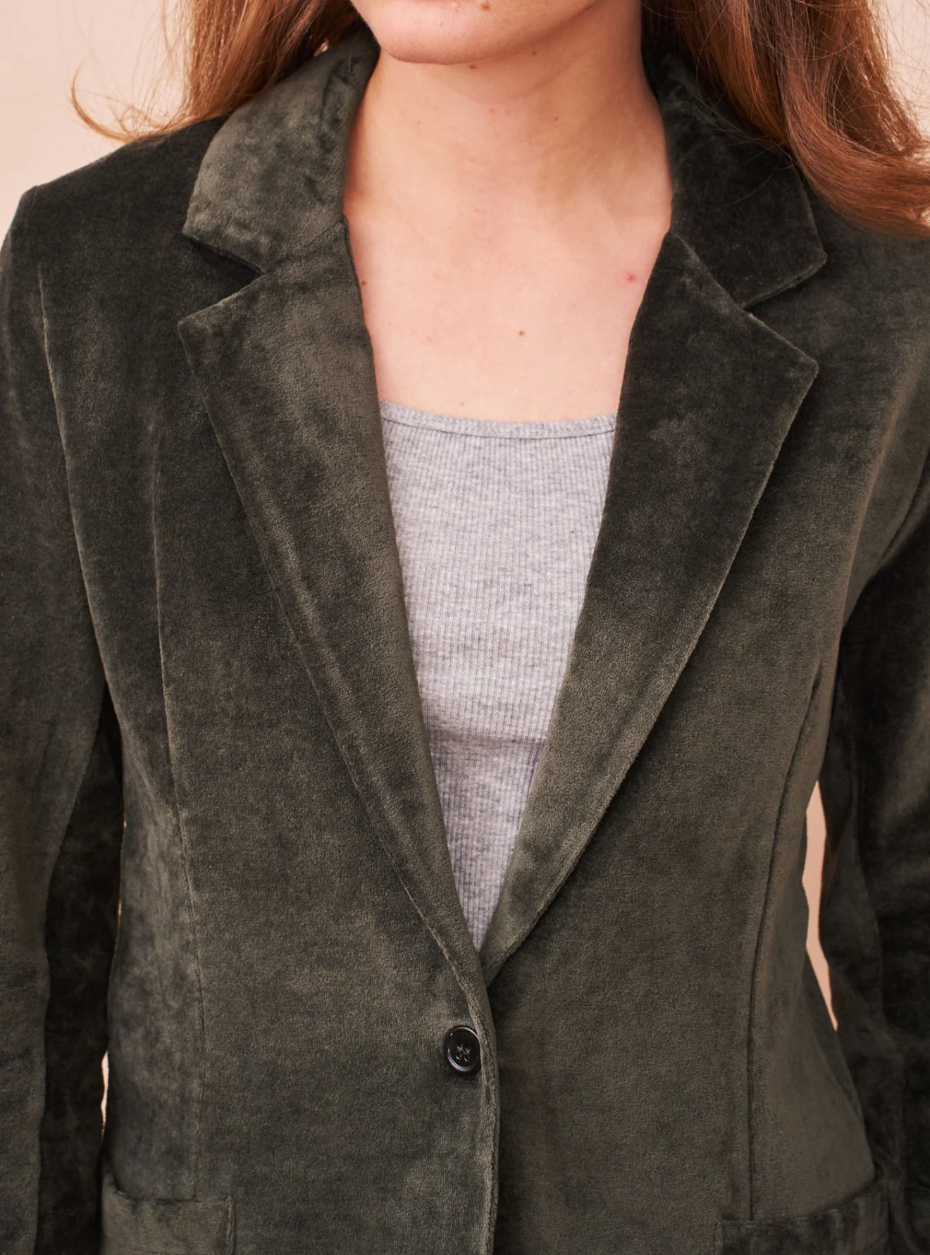 Majestic Filatures Velour One Button Blazer - Forest