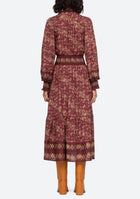 Sea New York Giulia Print Long Sleeve Maxi Dress - Maroon