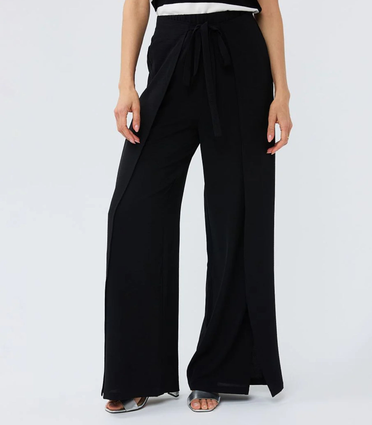 Esqualo Crinkle Overlap Trousers - Black