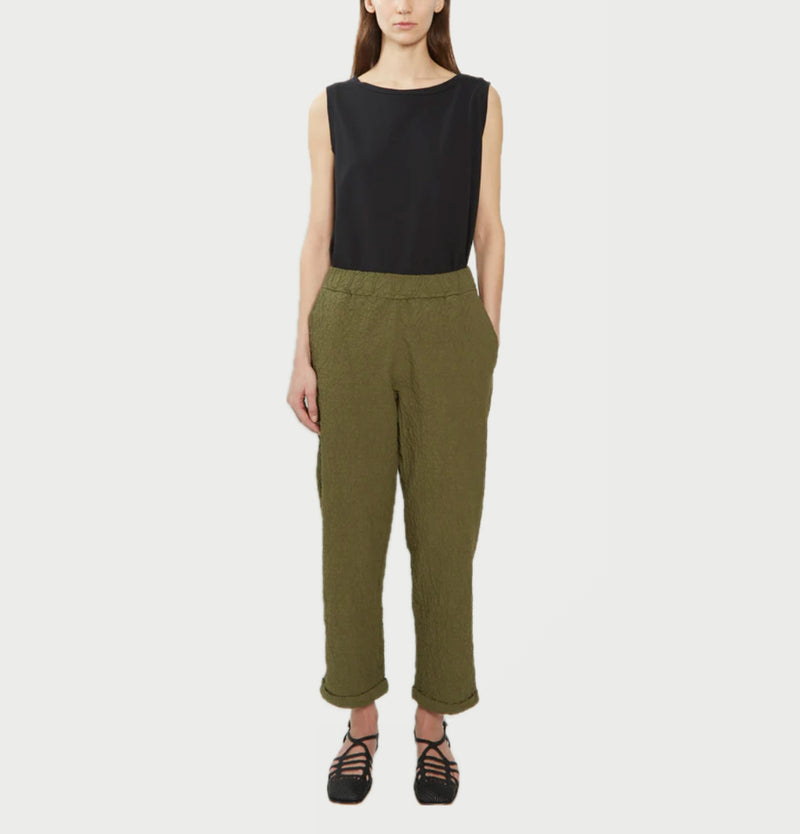 LABO.ART Vela Textured Cotton Pant - Olive