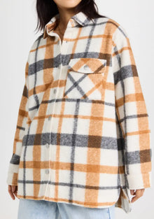 Monrow Plaid Shacket - Black/Natural/Camel