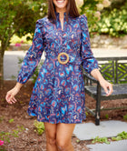 Sail To Sable Aztec Floral Belted Tunic Dress