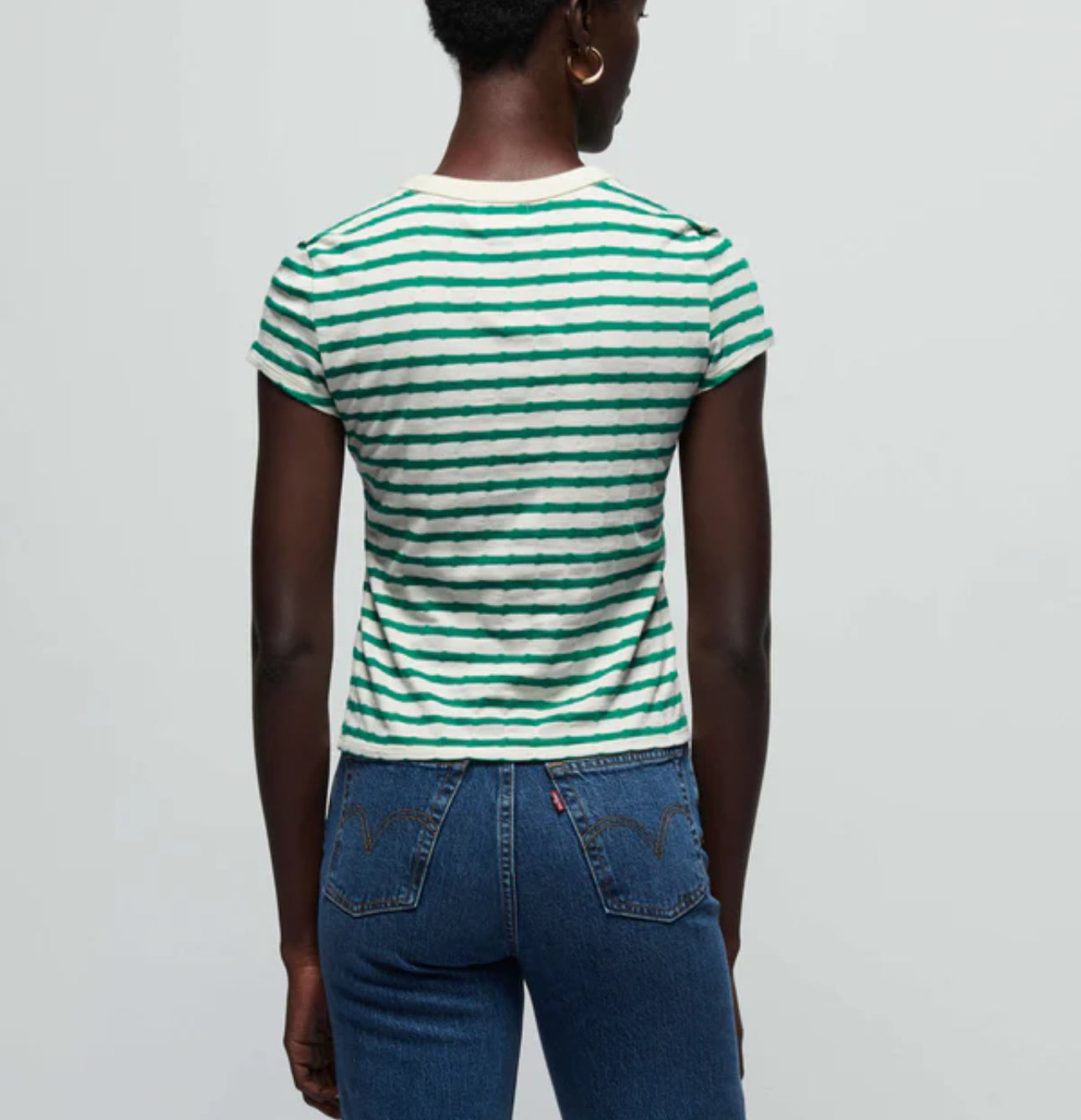 Nation Ltd Laurence Tee - Verdant Green Stripe