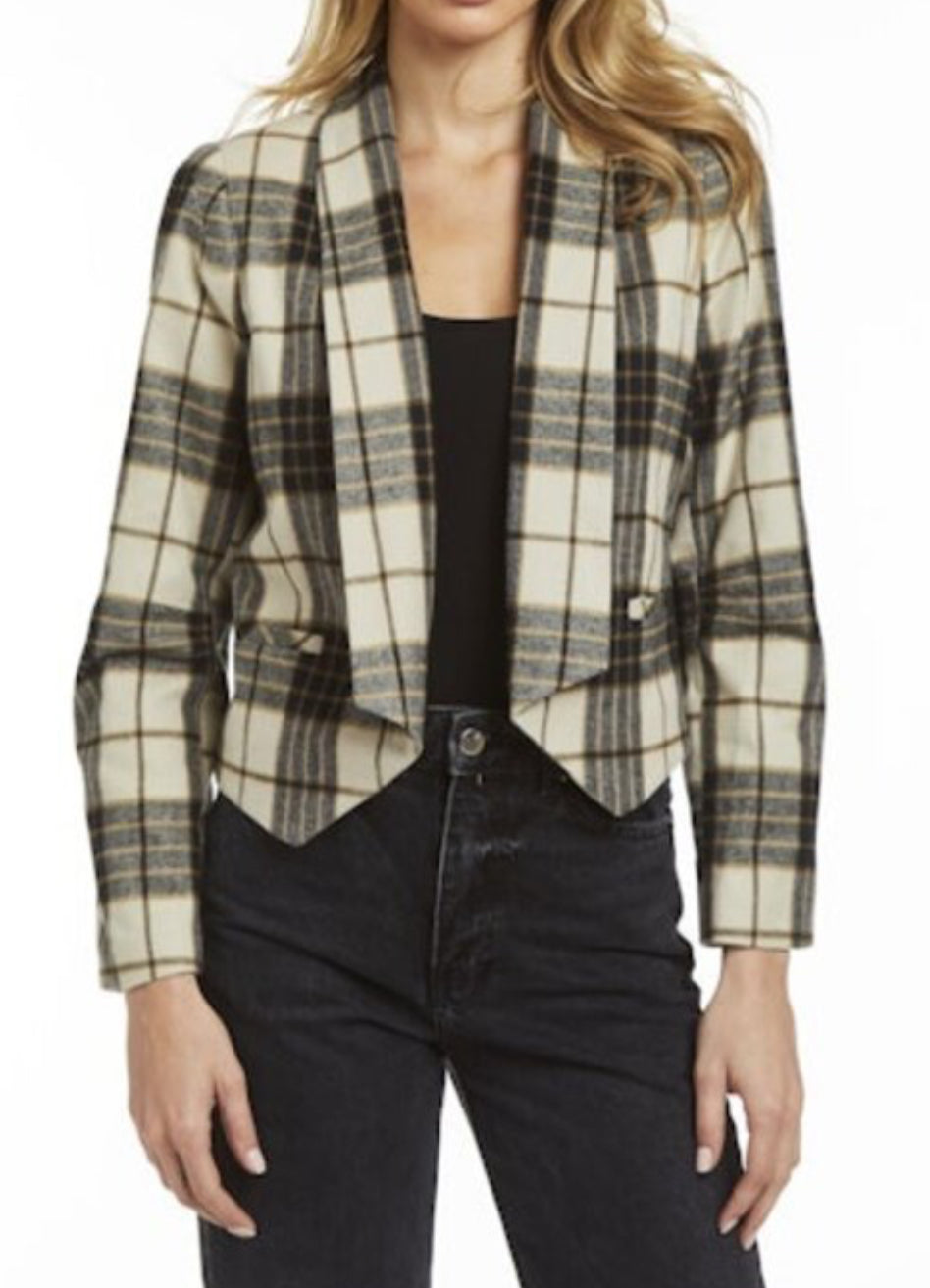 DREW Cameron Plaid Jacket - Cream