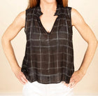 Bella Dahl Ruffle Neck Tank - Striped Plaid