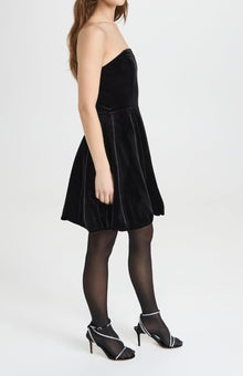 Shoshanna Lunar Stretch Velvet Minidress - Jet Black