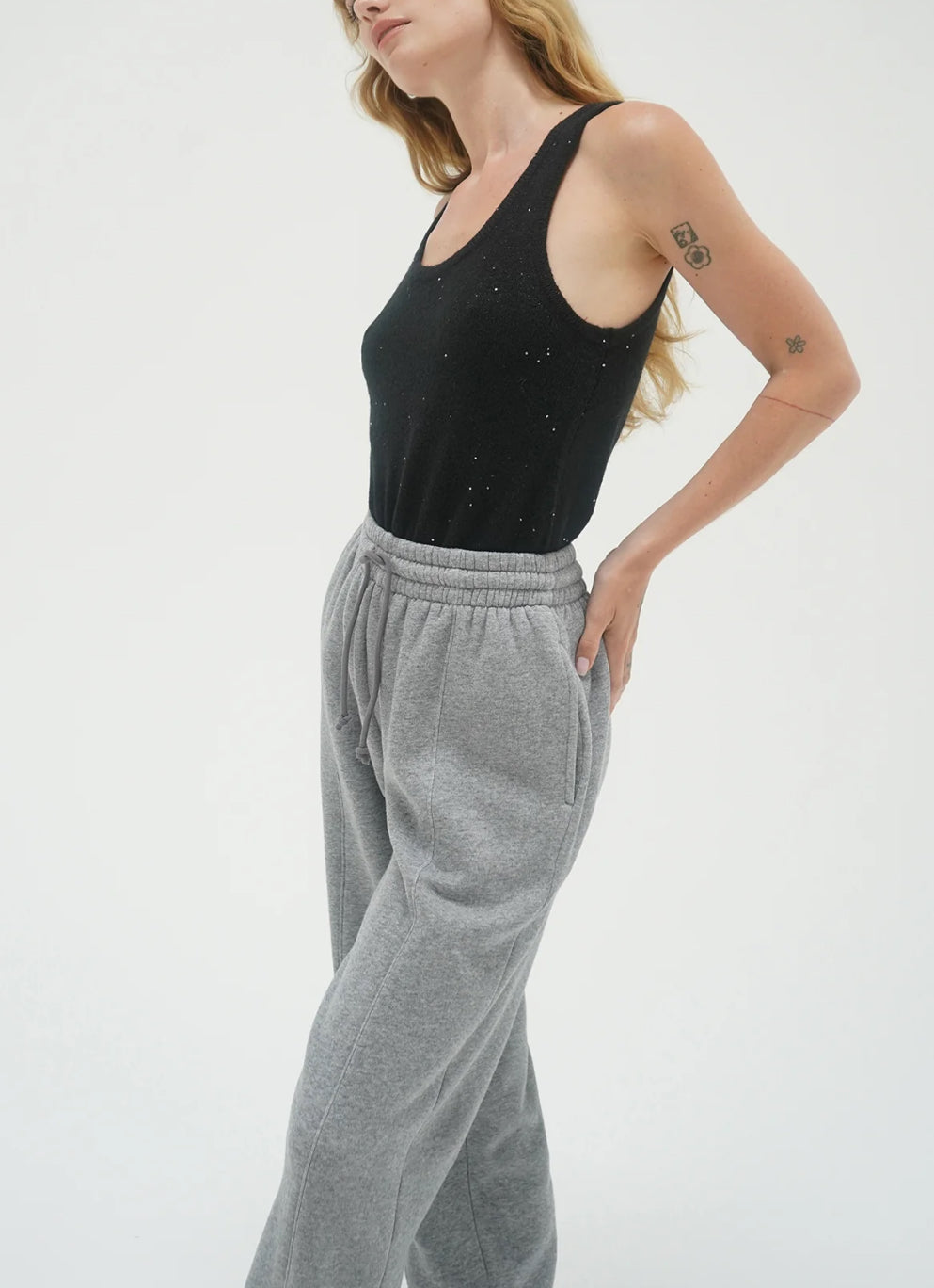 LNA Audra Sparkle Sweater Tank - Black