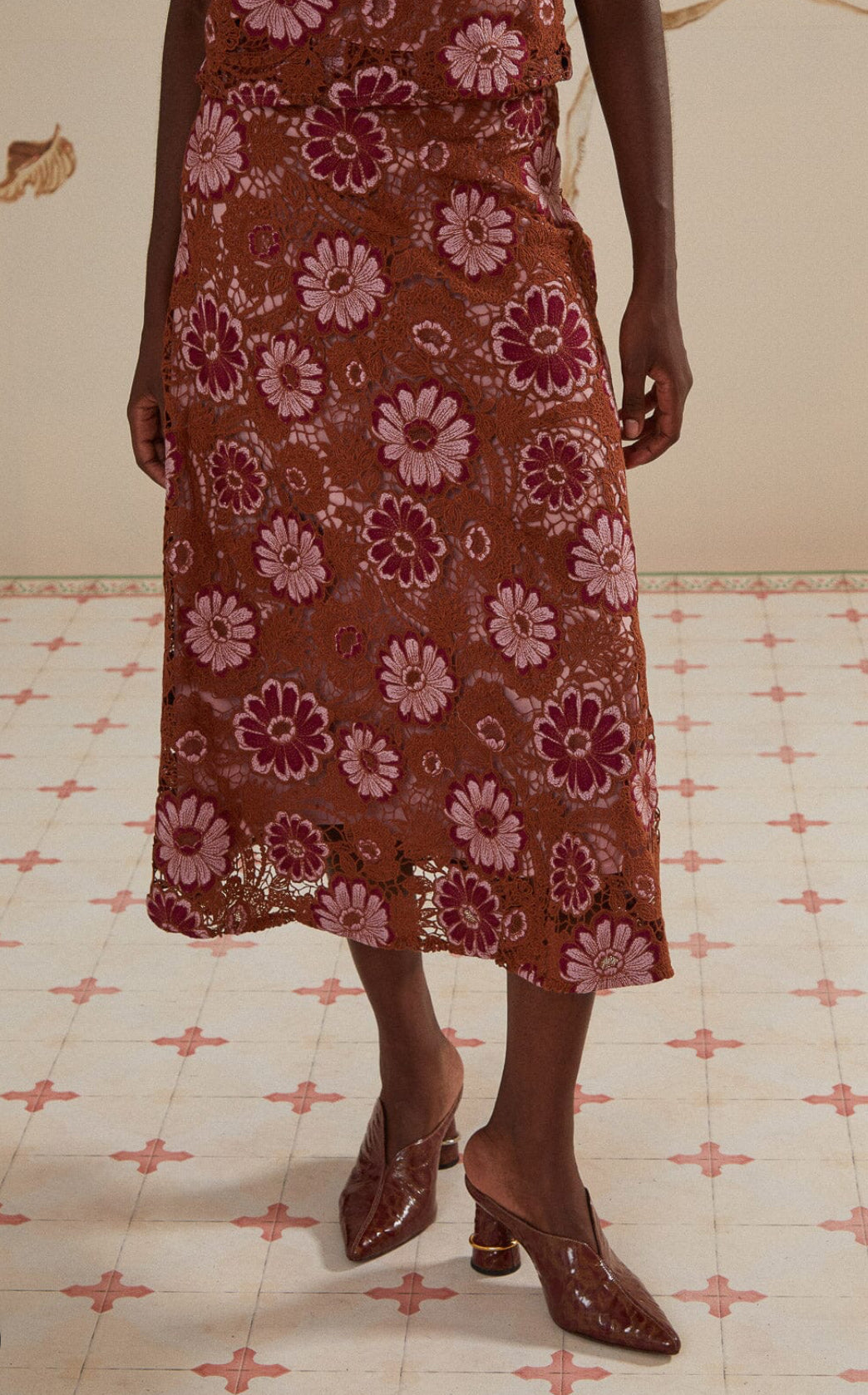 Farm Rio Gigi Tapestry Guipure Skirt