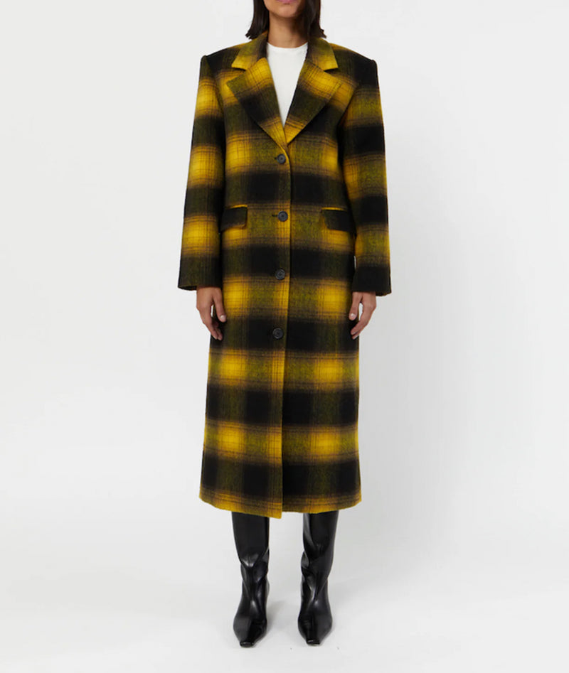 Apparis Alma Plaid Vegan Overcoat - Yellow