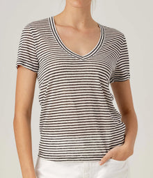 sundays Stripe Linen Jerri Tee - Mono Luxe Stripe