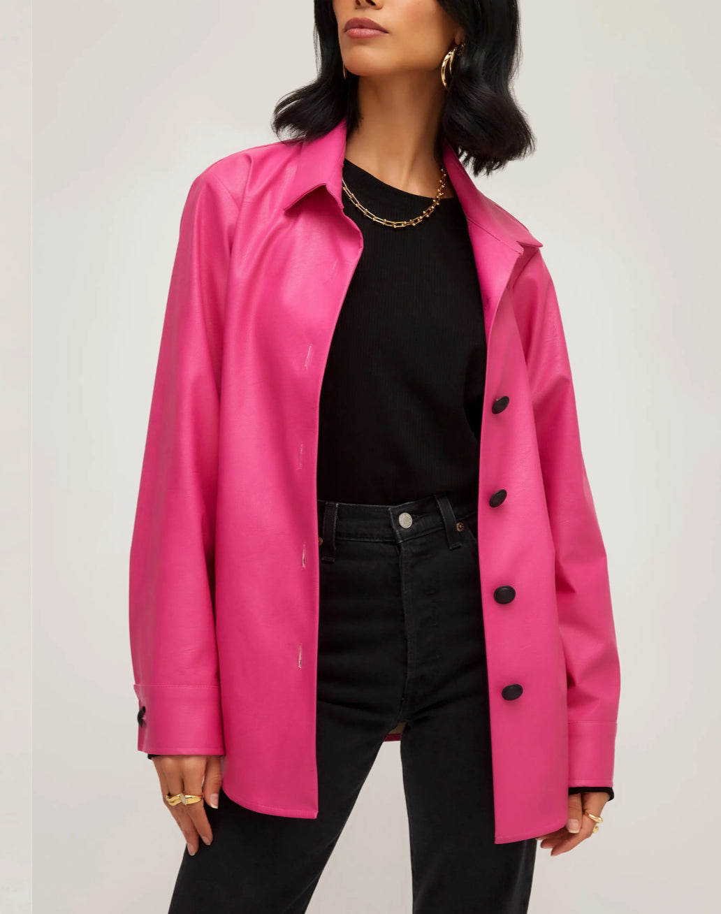 Fifteen Twenty City Faux Leather Jacket - Hot Pink