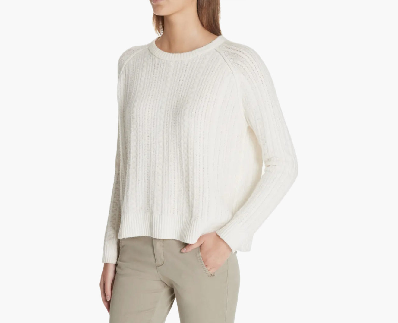 ATM Cabled Crewneck Sweater - Ivory