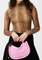 GANNI Sheer Mesh Snake Skin Print Turtleneck Top