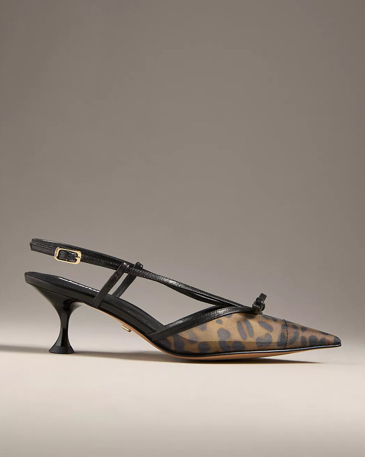 Lola Cruz Satina Slingback Kitten Heels - Leopard