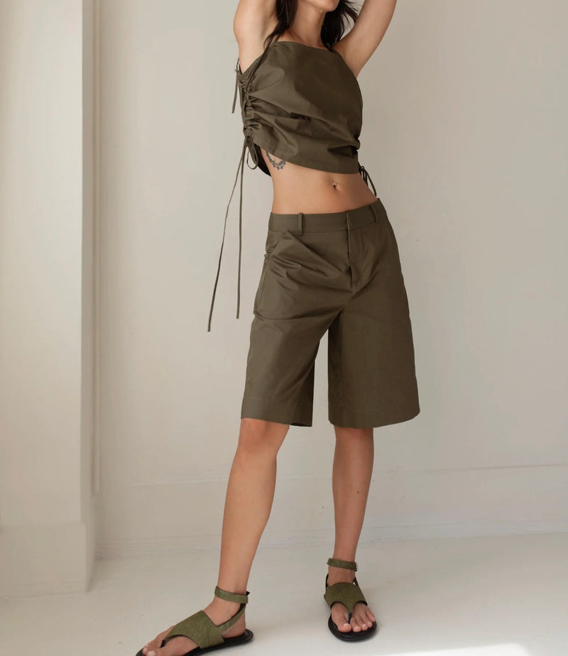 Paper Label Sylvie Short - Dark Olive