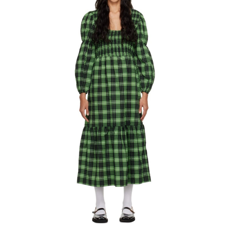 GANNI Check Dress - Pea Pod