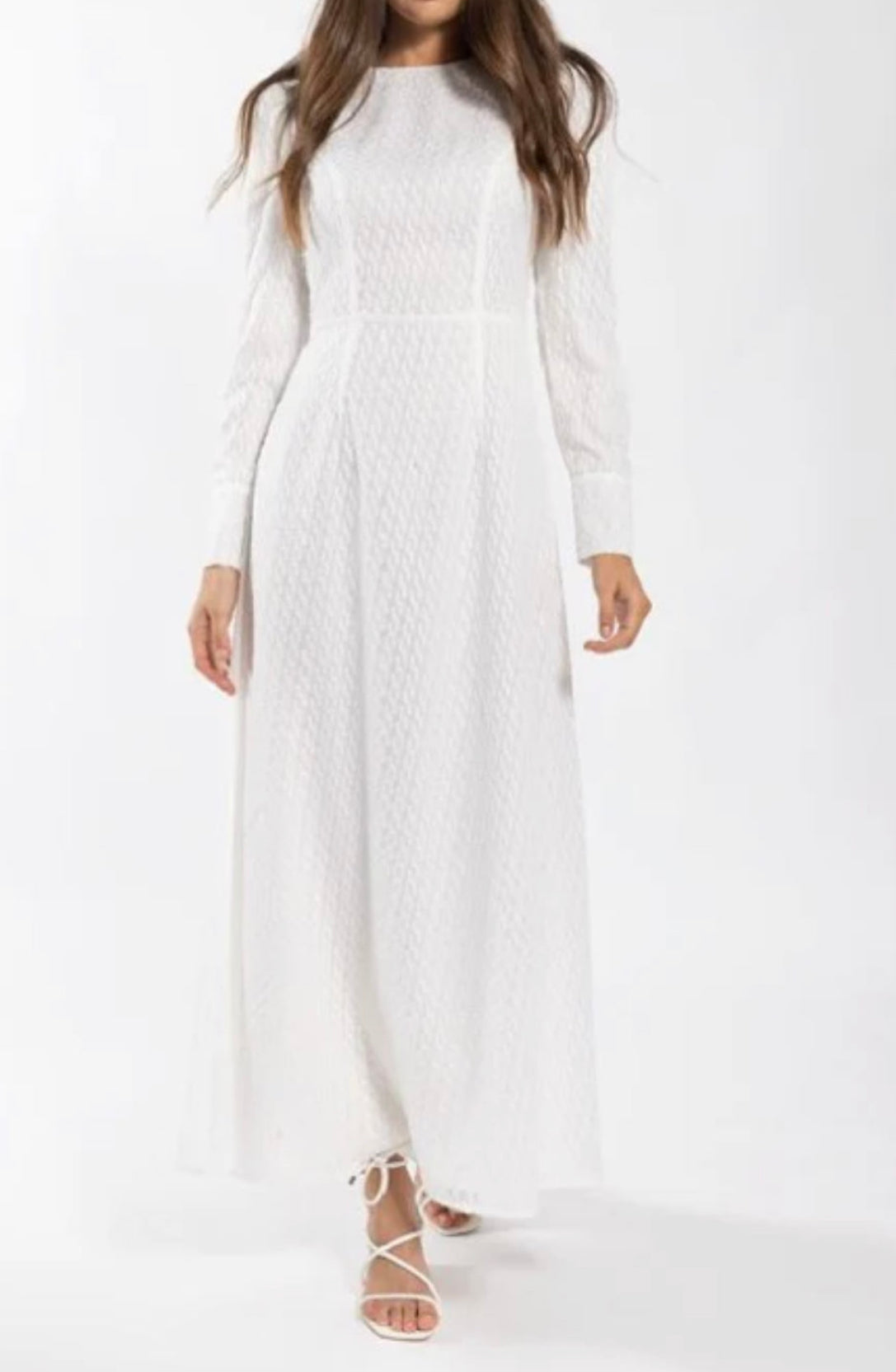 Soie Zig Zag Textured Maxi Dress - White