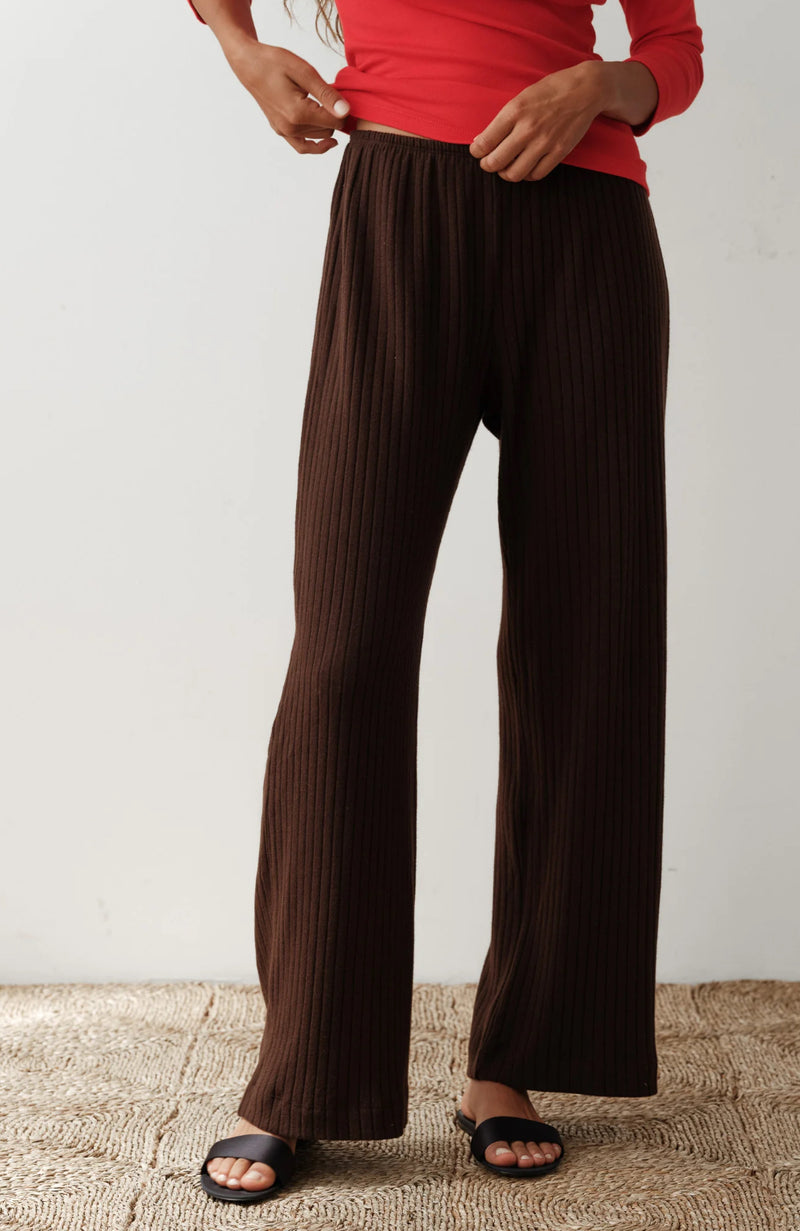 DONNI. The Sweater Rib Simple Pant - Espresso