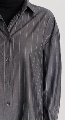 Enza Costa Charcoal Pinstripe Shirt Dress