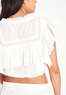 LoveShackFancy Nora Heritage Top - Antique White