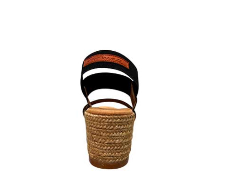 Pinaz Elastic Strap Espadrille - Black