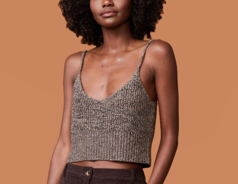 Monrow Marled Sweater Rib Top