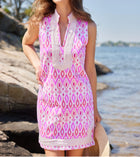 Sail To Sable Pink Ikat French Terry Sleeveless Classic Tunic