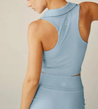 Beyond Yoga Heather Rib Prep Cropped Tank - Sky Heather