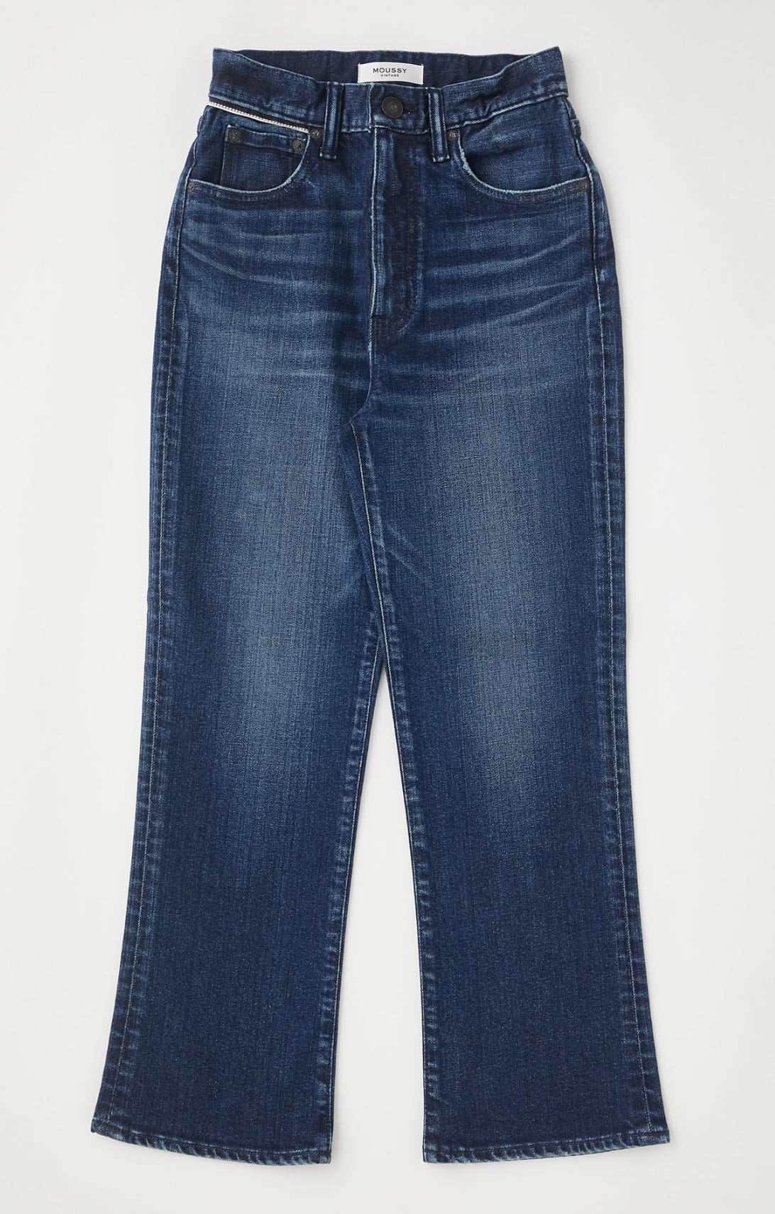 Moussy Vintage Emma Cropped Flare Jeans - Dark Blue