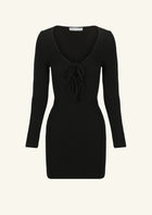 Shona Joy Eve Long Sleeve Keyhole Mini Dress - Black